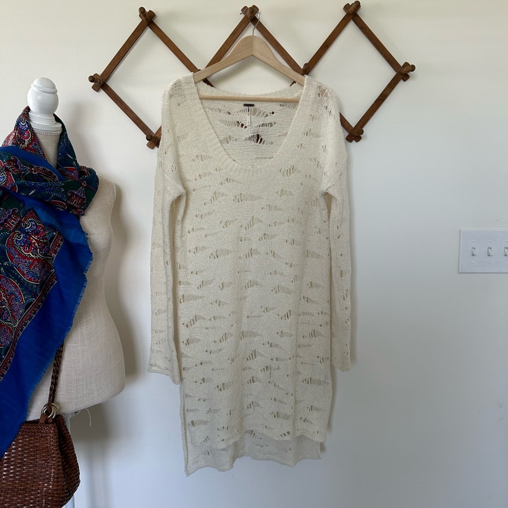 💫Free People Tan Scoop Neck Sweater Dress